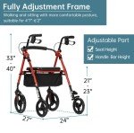 ELENKER Red Carbon Ultralight Rollator with 10" Wheels