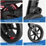 Heavy Duty 300lb Folding Rollator Walker - Red