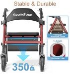 Lightweight Foldable Rollator Walker for Seniors