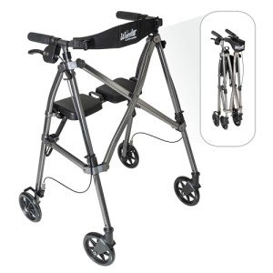 Lightweight Folding Carbon Rollator - Black Walnut