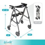 Lightweight Folding Carbon Rollator - Black Walnut