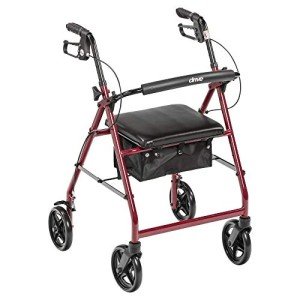 Drive Medical Carbon Ultralight Rollator Walker, Red