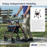 Lightweight Folding Carbon Rollator Walker with Seat