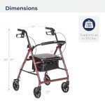 Lightweight Folding Carbon Rollator Walker with Seat