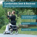 ELENKER Ultralight Folding Rollator with Seat