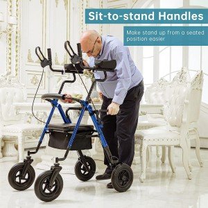 ELENKER 10” Upright Carbon Rollator with Armrests