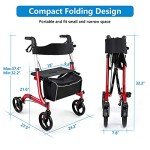 Lightweight Healconnex Folding Rollator Walker for Seniors