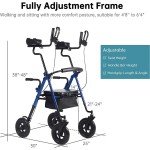 ELENKER 10” Upright Carbon Rollator with Armrests
