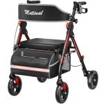 Matinal Foldable Rollator Walker with Seat - Burgundy