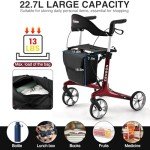 Ultra-Light Carbon Fiber Rollator Walker with Seat