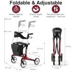 Ultra-Light Carbon Fiber Rollator Walker with Seat