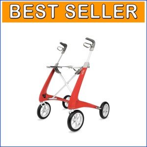 Adjustable Carbon Rollator Walker - Lightweight Red