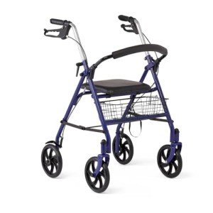 Medline Ultralight Rollator Walker with Seat, Blue