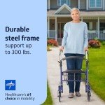 Medline Ultralight Rollator Walker with Seat, Blue