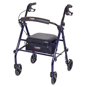 Lightweight Carbon Rollator Walker with Seat - Dark Blue