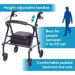 Lightweight Carbon Rollator Walker with Seat - Dark Blue