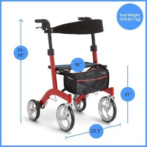 Lightweight Folding Rollator with Backrest and Brakes