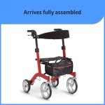 Lightweight Folding Rollator with Backrest and Brakes