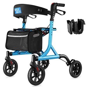Lightweight Blue Rollator Walker with Cup Holder