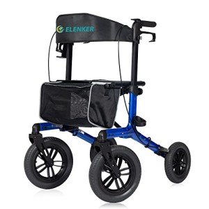 ELENKER Lightweight All-Terrain Rollator Walker, Blue