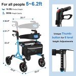 Lightweight Blue Rollator Walker with Cup Holder