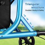 Lightweight Blue Rollator Walker with Cup Holder