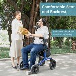 ELENKER All-Terrain Compact Rollator Walker - Blue