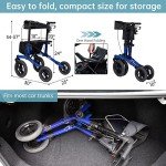 ELENKER All-Terrain Compact Rollator Walker - Blue