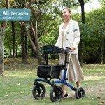 ELENKER All-Terrain Compact Rollator Walker - Blue
