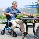 Lightweight Blue Rollator Walker with Cup Holder