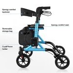 Lightweight Blue Rollator Walker with Cup Holder