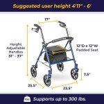 Ultralight 4-Wheel Rollator Walker with Seat