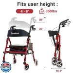 BlessReach Foldable Ultralight Rollator with Seat