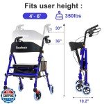 BlessReach Ultralight Foldable Rollator Walker for Seniors