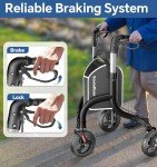 Lightweight 3 Wheel Rollator for Seniors, Adjustable