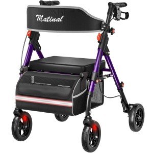 Lightweight Foldable Rollator Walker with Seat