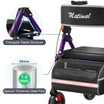 Lightweight Foldable Rollator Walker with Seat