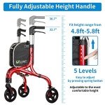 Planetwalk Ultra Lightweight 3-Wheel Rollator Walker