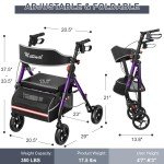 Lightweight Foldable Rollator Walker with Seat