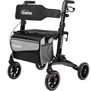 Lightweight Carbon Fiber Rollator with Seat 265 lbs Capacity