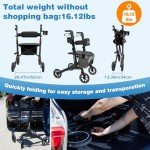 Lightweight Carbon Fiber Rollator with Seat 265 lbs Capacity