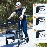 Lightweight Carbon Fiber Rollator with Seat 265 lbs Capacity