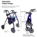 Ultralight Folding Rollator Walker with Seat