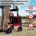Lightweight All-Terrain Rollator Walker with Rubber Wheels