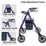 Ultralight Folding Rollator Walker with Seat