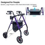 Ultralight Folding Rollator Walker with Seat