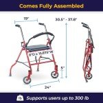 Drive Medical Foldable Rollator Walker with Seat