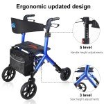 Heavy-Duty Folding 300lb Wide Seat Rollator