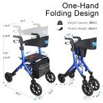 Heavy-Duty Folding 300lb Wide Seat Rollator