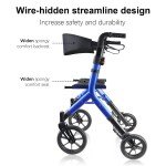 Heavy-Duty Folding 300lb Wide Seat Rollator